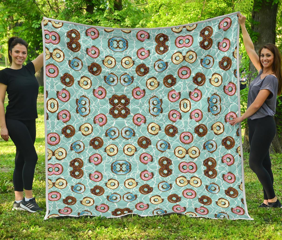 Emoji Donut Print Pattern Premium Quilt-JTAMIGO.COM