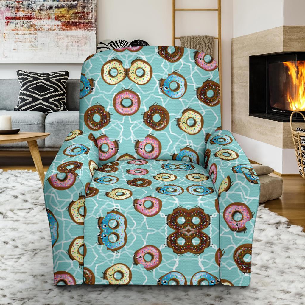 Emoji Donut Print Pattern Single Sofa Slipcover -JTAMIGO.COM