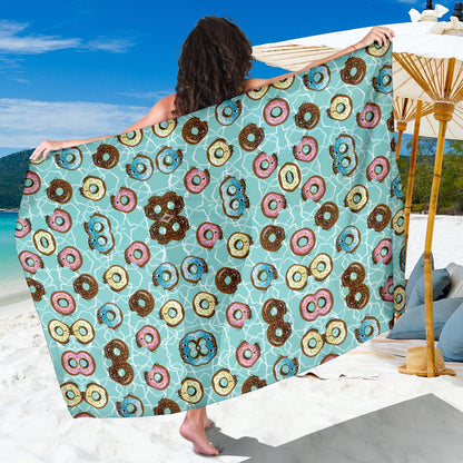 Emoji Donut Print Pattern Sarong Pareo Wrap