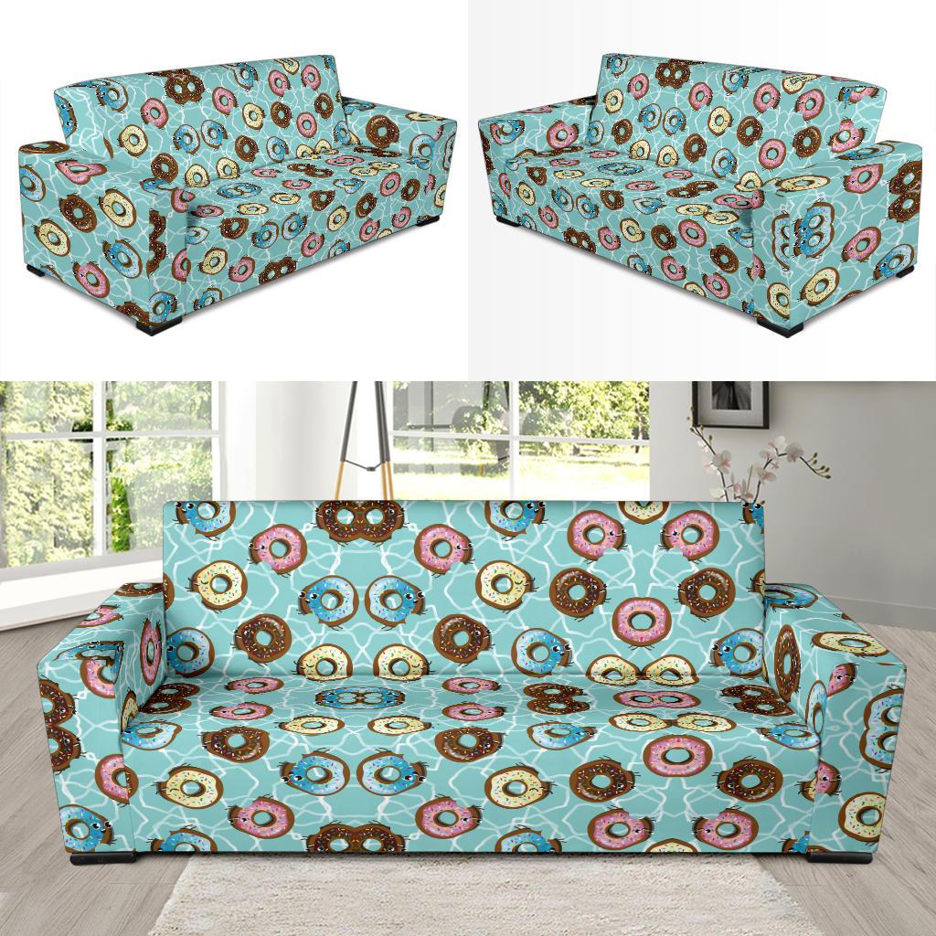 Emoji Donut Print Pattern Sofa Slipcover-JTAMIGO.COM