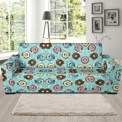 Emoji Donut Print Pattern Sofa Slipcover-JTAMIGO.COM