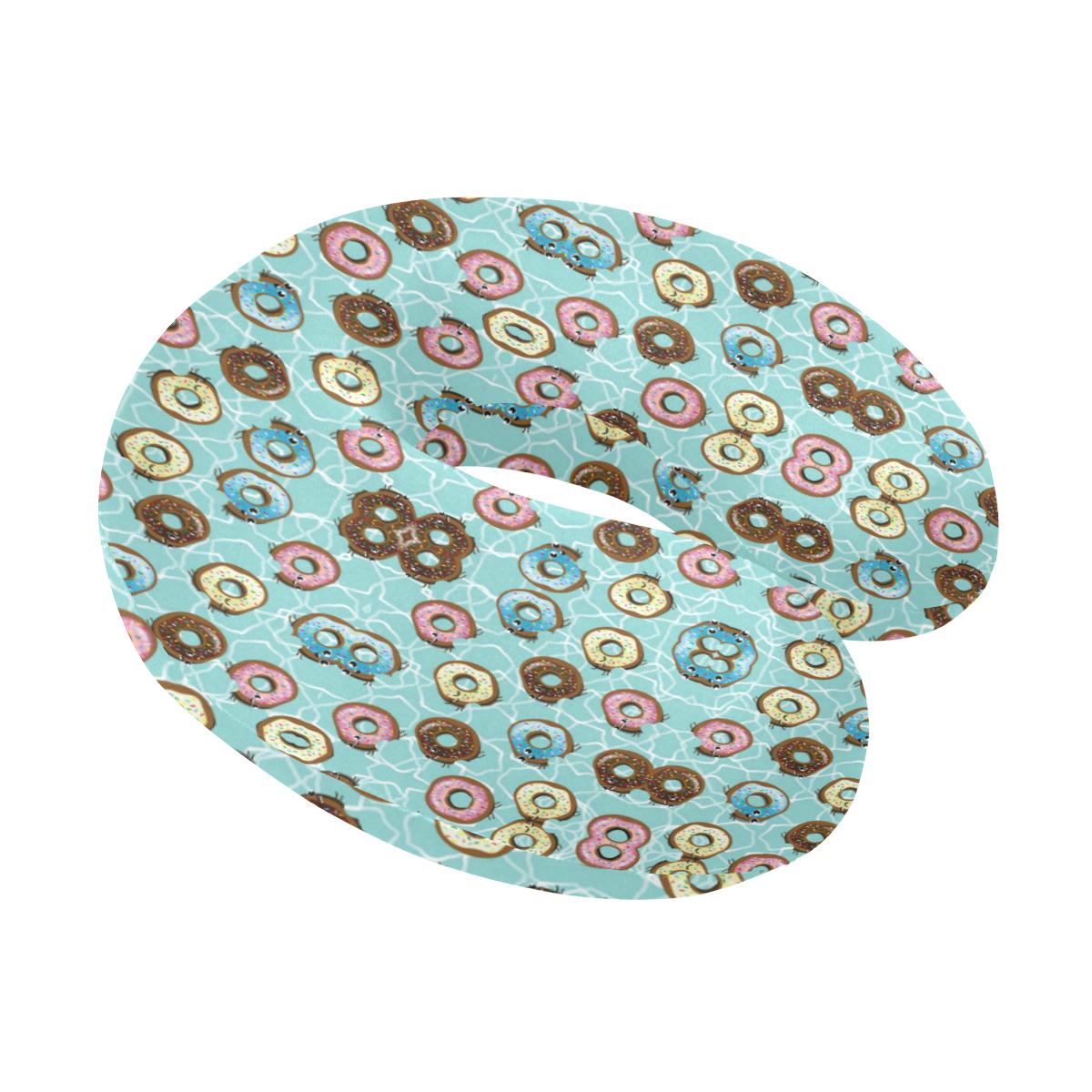 Emoji Donut Print Pattern U-Shaped Travel Neck Pillow-JTAMIGO.COM
