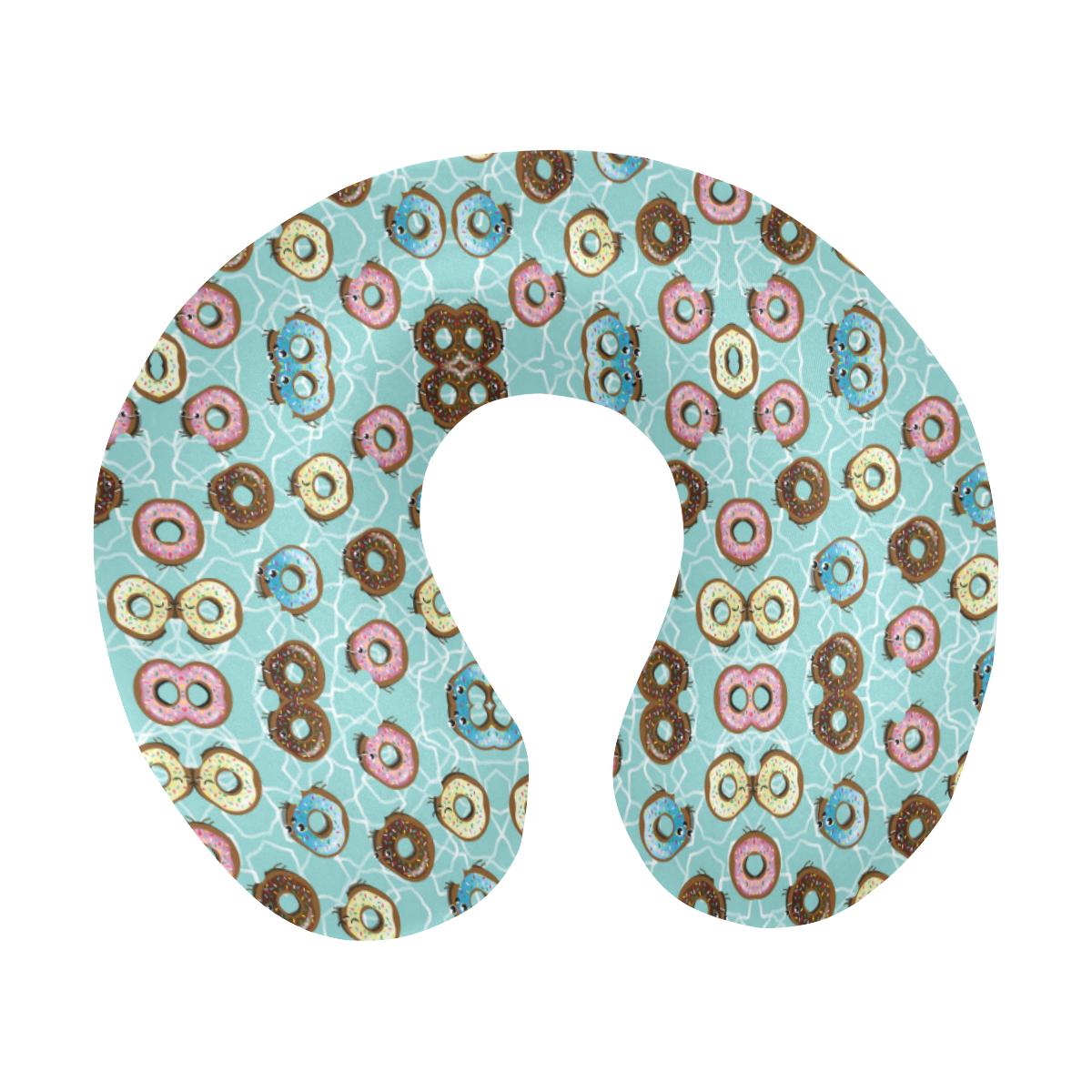 Emoji Donut Print Pattern U-Shaped Travel Neck Pillow-JTAMIGO.COM