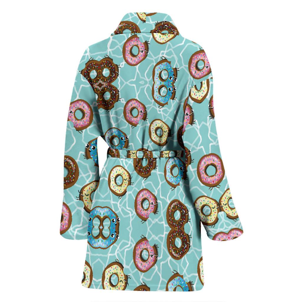 Emoji Donut Print Pattern Women Bath Robe-JTAMIGO.COM