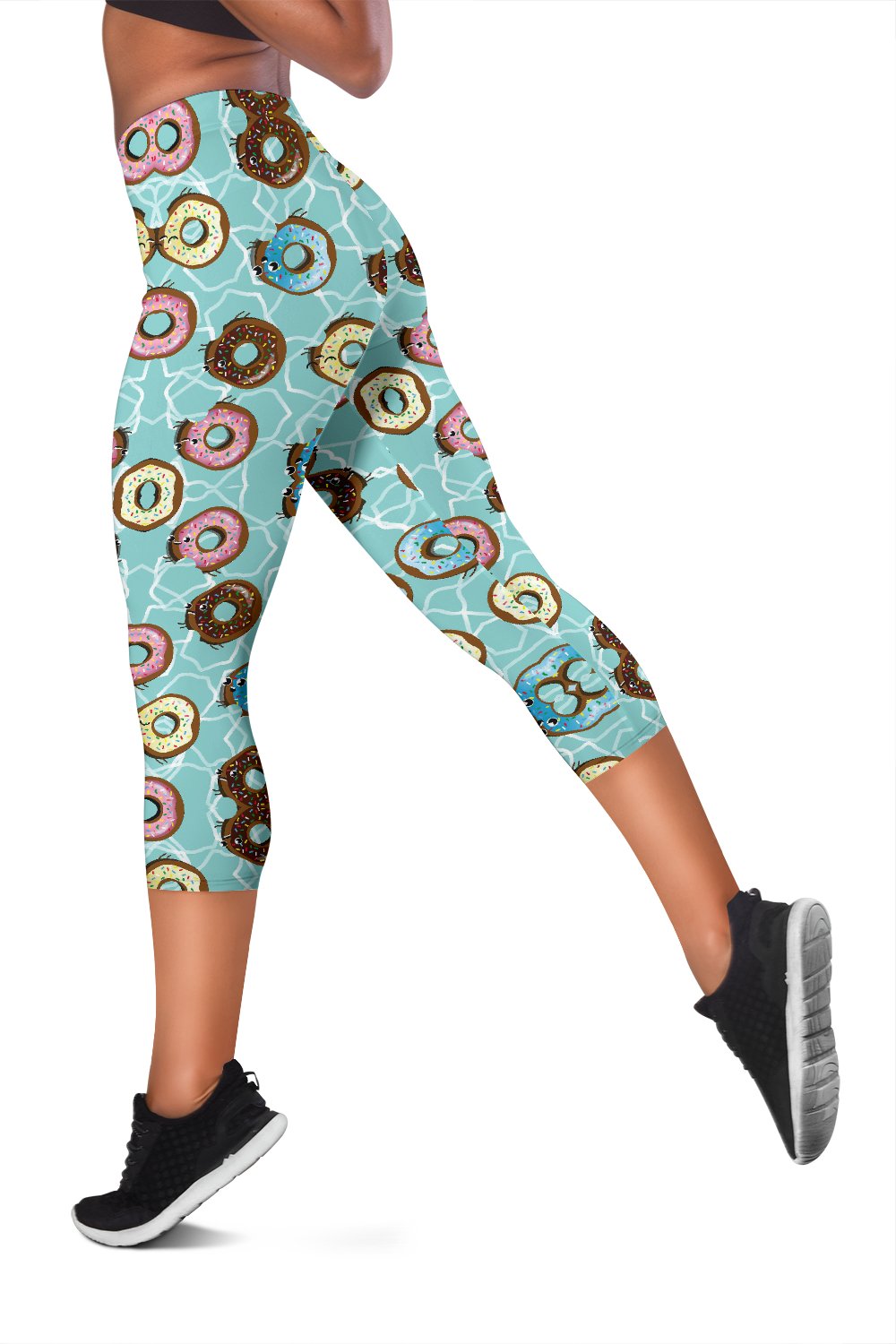 Emoji Donut Print Pattern Women Capris