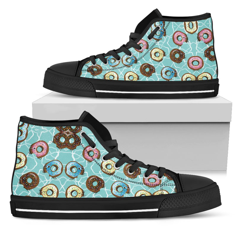 Emoji Donut Print Pattern Women High Top Shoes