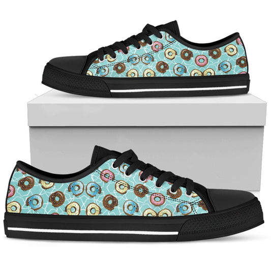 Emoji Donut Print Pattern Women Low Top Shoes