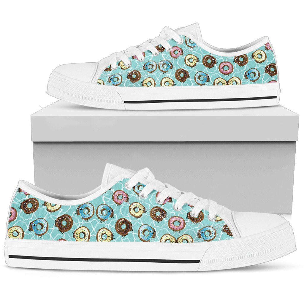 Emoji Donut Print Pattern Women Low Top Shoes
