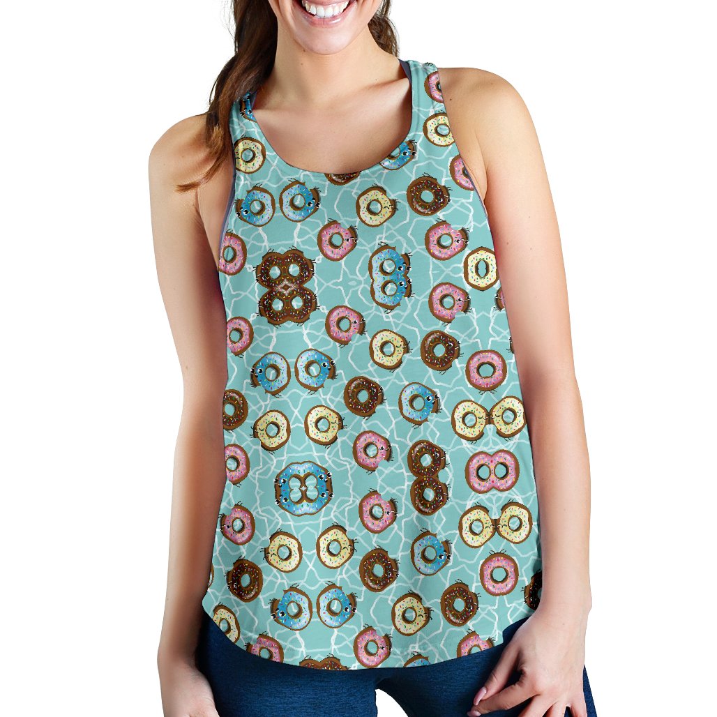 Emoji Donut Print Pattern Women Racerback Tank Top