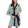 Emoji Donut Print Pattern Women Short Kimono Robe