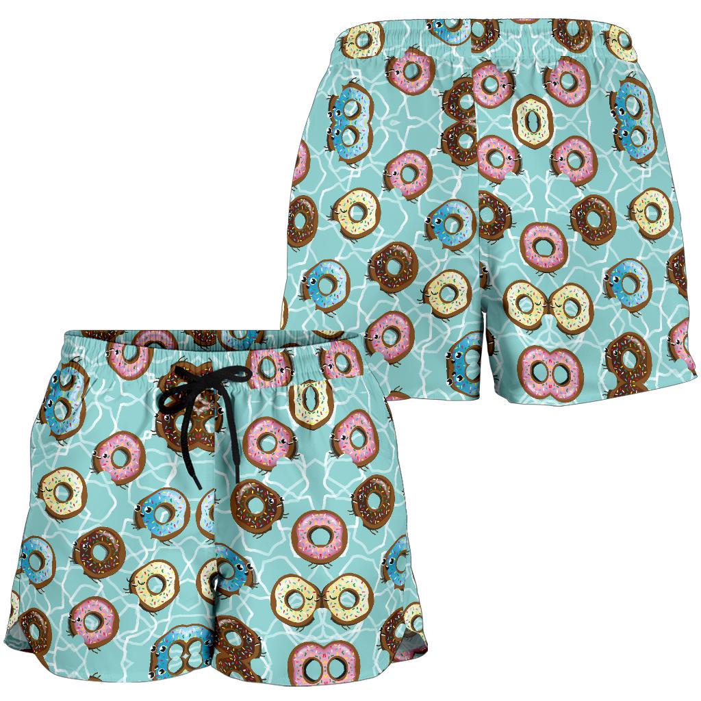 Emoji Donut Print Pattern Women Shorts-JTAMIGO.COM