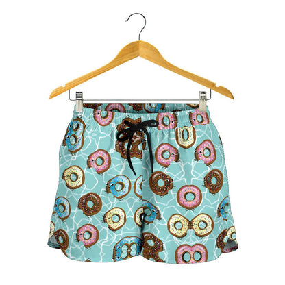 Emoji Donut Print Pattern Women Shorts-JTAMIGO.COM