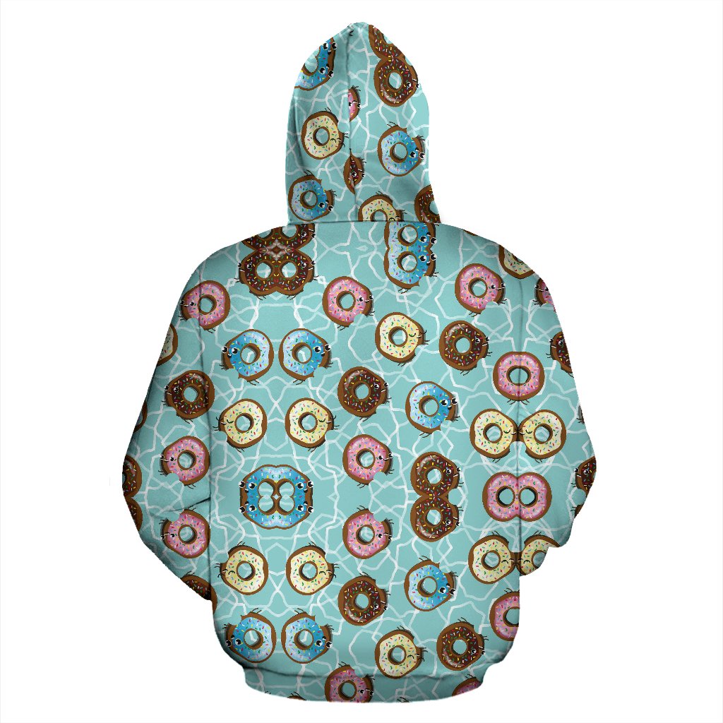 Emoji Donut Print Pattern Zip Up Hoodie