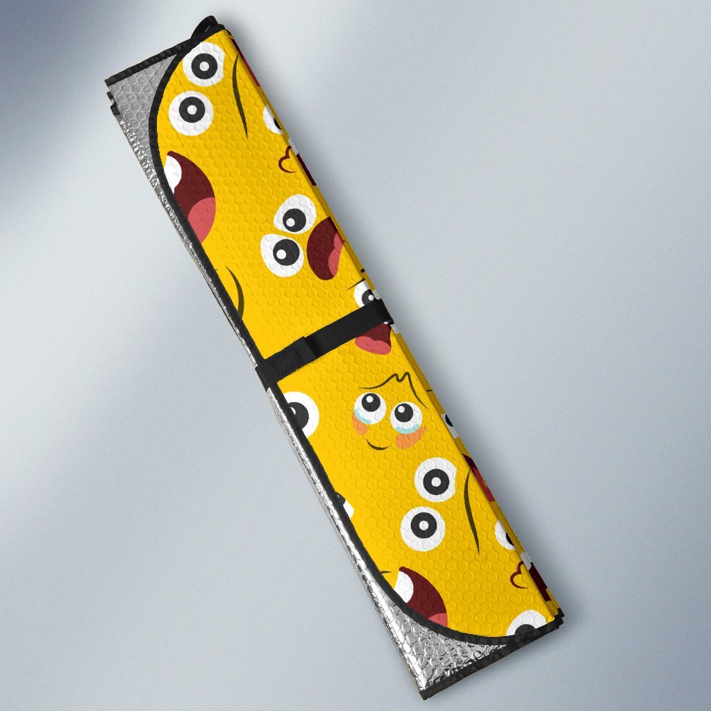Emoji Face Print Pattern Car Sun Shade For Windshield
