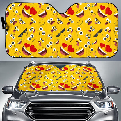 Emoji Face Print Pattern Car Sun Shade For Windshield