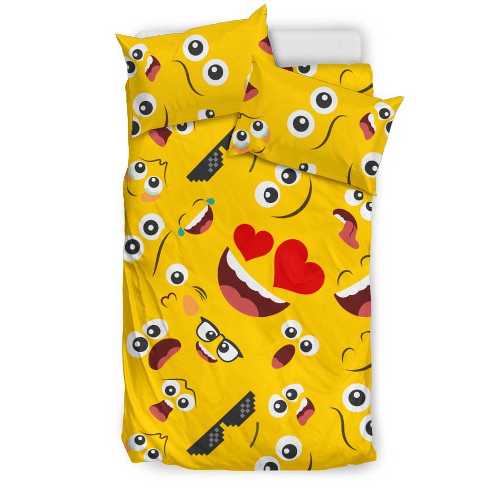 Emoji Face Print Pattern Duvet Cover Bedding Set
