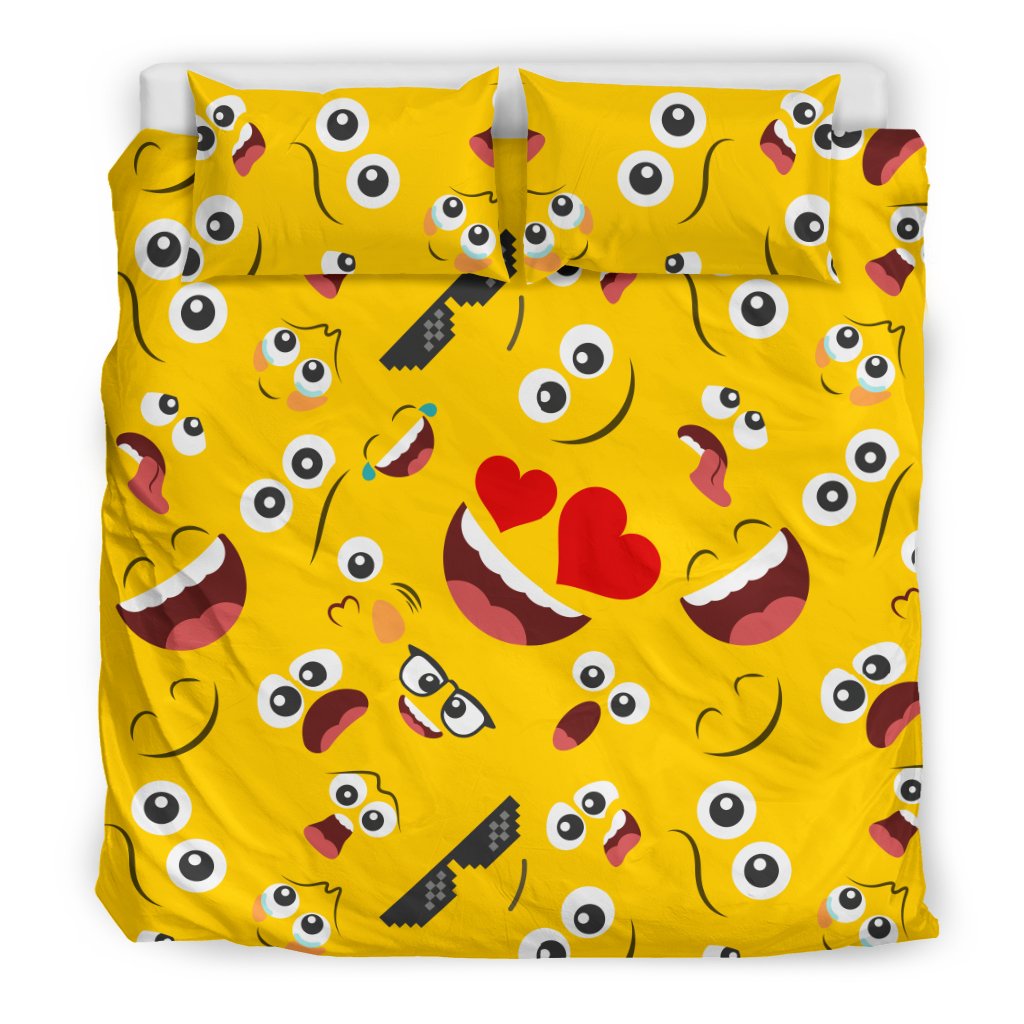 Emoji Face Print Pattern Duvet Cover Bedding Set