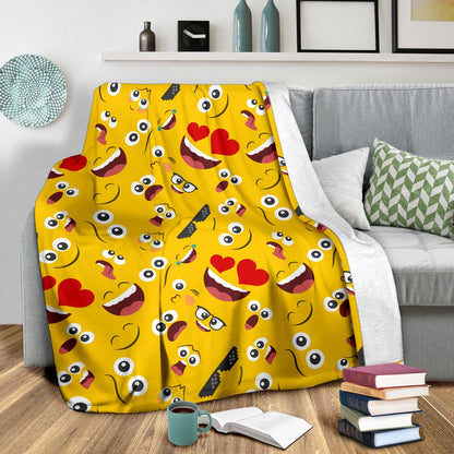 Emoji Face Print Pattern Fleece Blanket