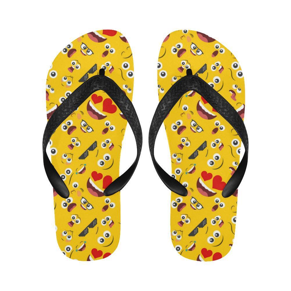 Emoji Face Print Pattern Flip Flops-JTAMIGO.COM