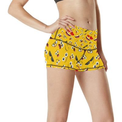 Emoji Face Print Pattern High Waisted Spandex Shorts-JTAMIGO.COM