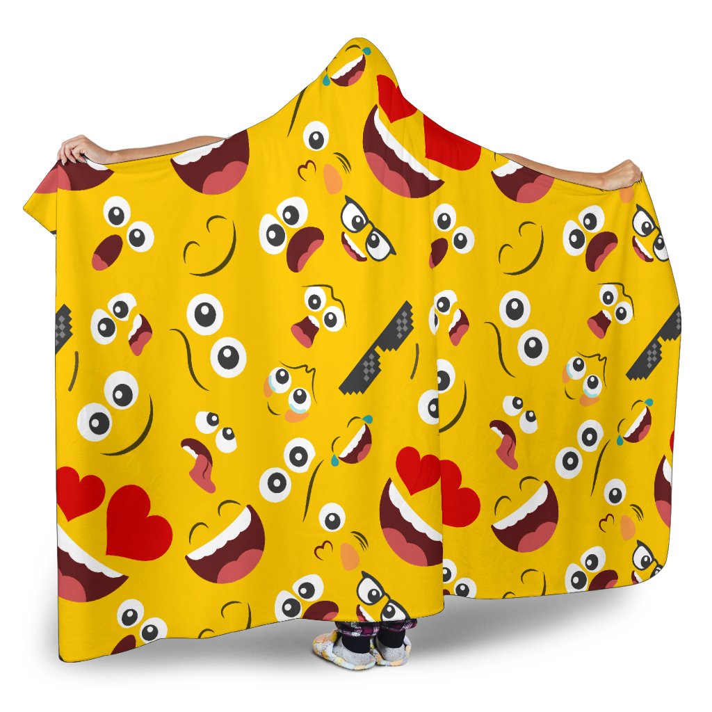 Emoji Face Print Pattern Hooded Blanket-JTAMIGO.COM