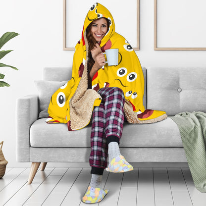 Emoji Face Print Pattern Hooded Blanket-JTAMIGO.COM