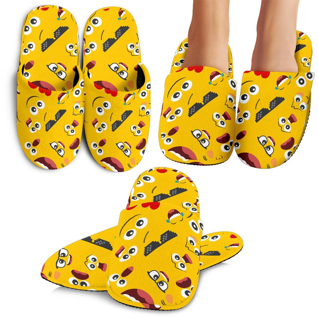Emoji Face Print Pattern House Slippers