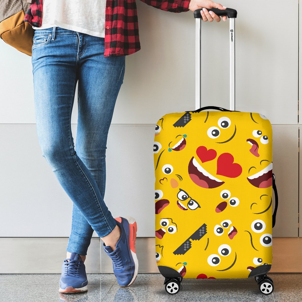 Emoji Face Print Pattern Luggage Cover Protector