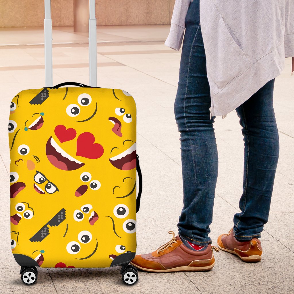 Emoji Face Print Pattern Luggage Cover Protector