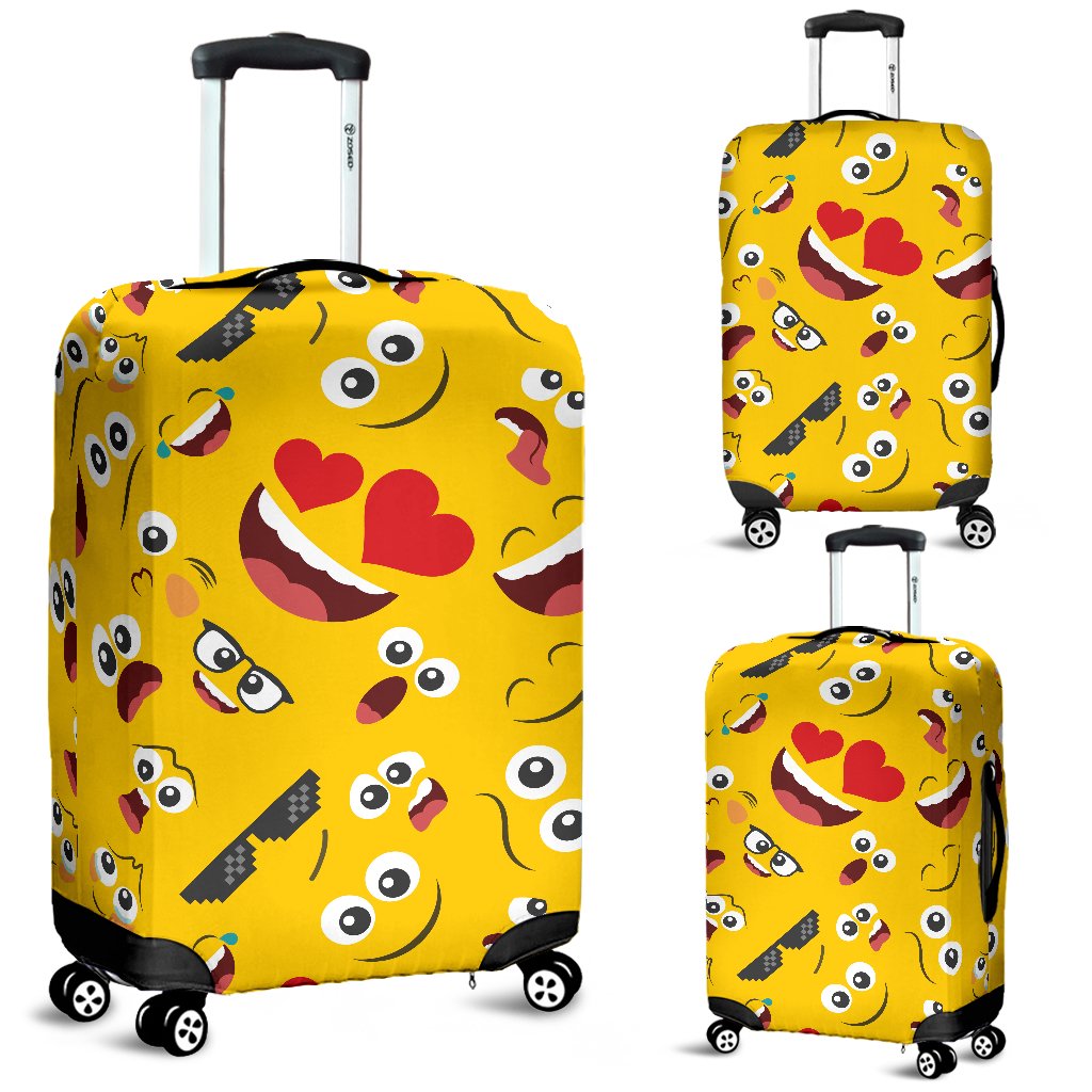 Emoji Face Print Pattern Luggage Cover Protector