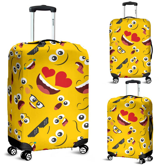 Emoji Face Print Pattern Luggage Cover Protector