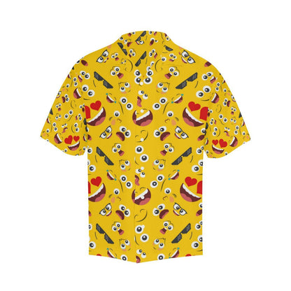 Emoji Face Print Pattern Men Aloha Hawaiian Shirt