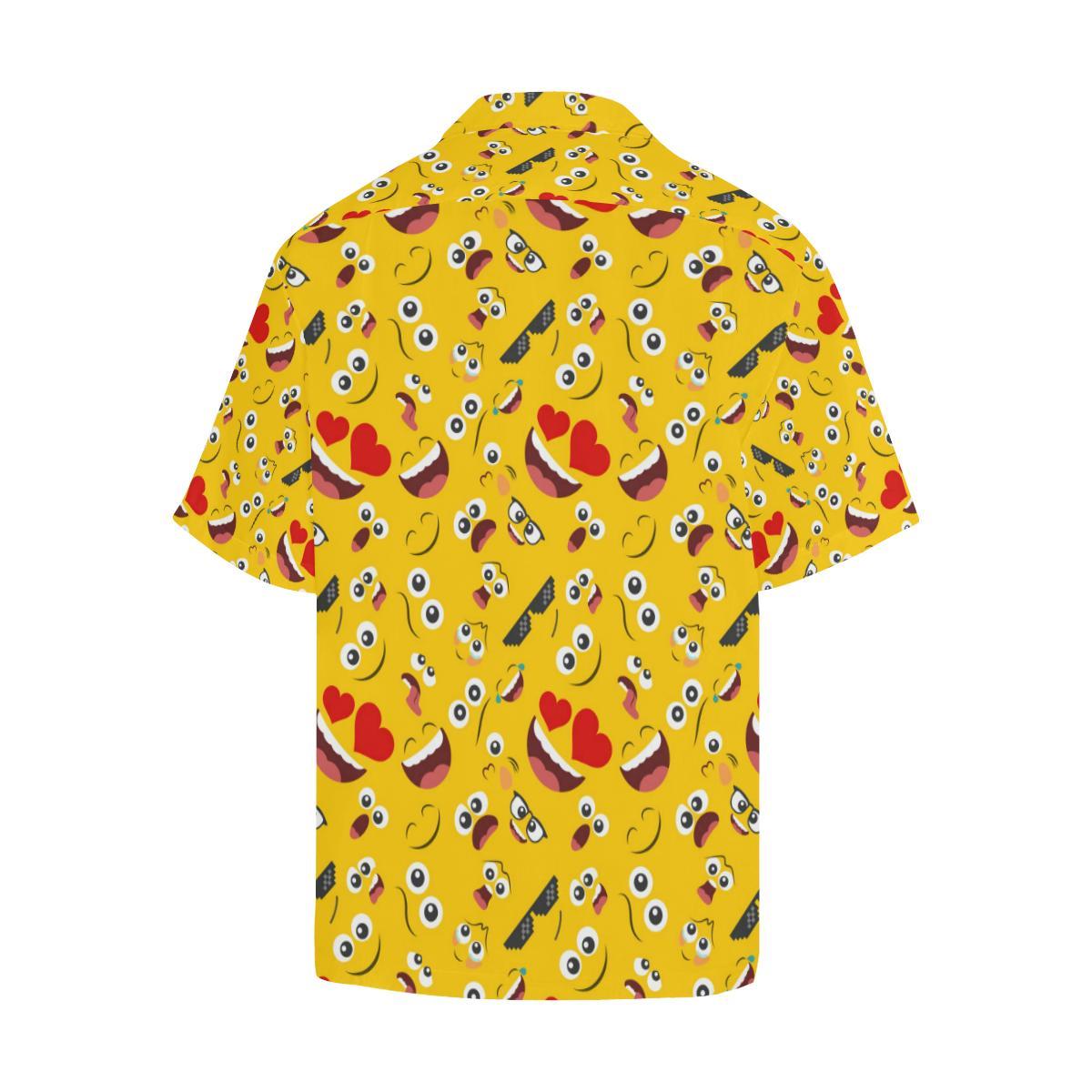Emoji Face Print Pattern Men Aloha Hawaiian Shirt