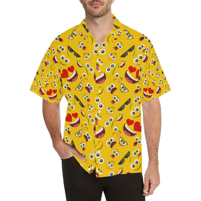 Emoji Face Print Pattern Men Aloha Hawaiian Shirt