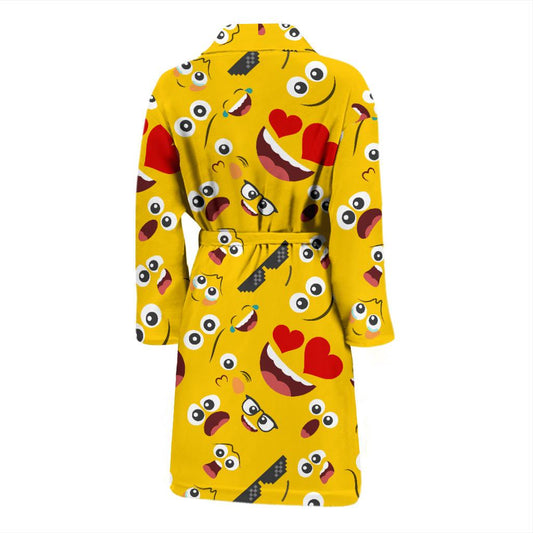 Emoji Face Print Pattern Men Bath Robe-JTAMIGO.COM