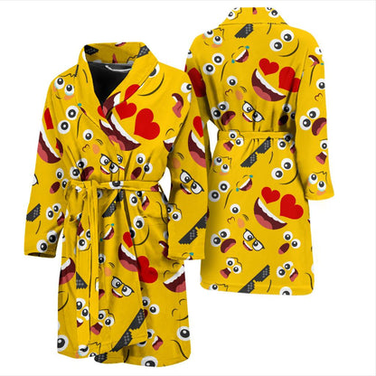 Emoji Face Print Pattern Men Bath Robe-JTAMIGO.COM
