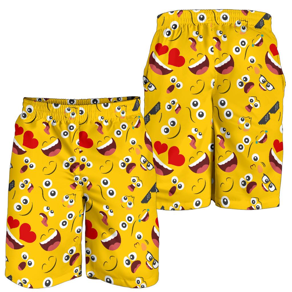 Emoji Face Print Pattern Mens Shorts-JTAMIGO.COM