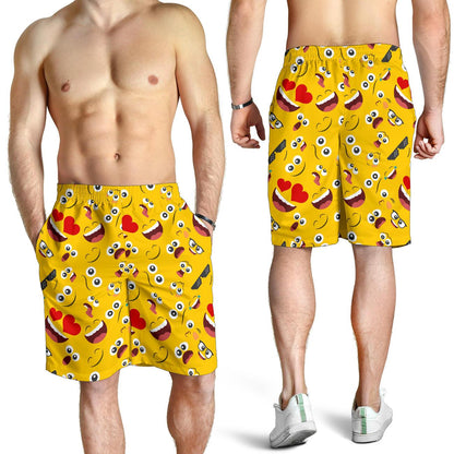 Emoji Face Print Pattern Mens Shorts-JTAMIGO.COM