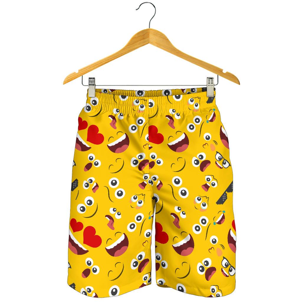 Emoji Face Print Pattern Mens Shorts-JTAMIGO.COM