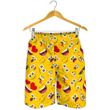 Emoji Face Print Pattern Mens Shorts-JTAMIGO.COM