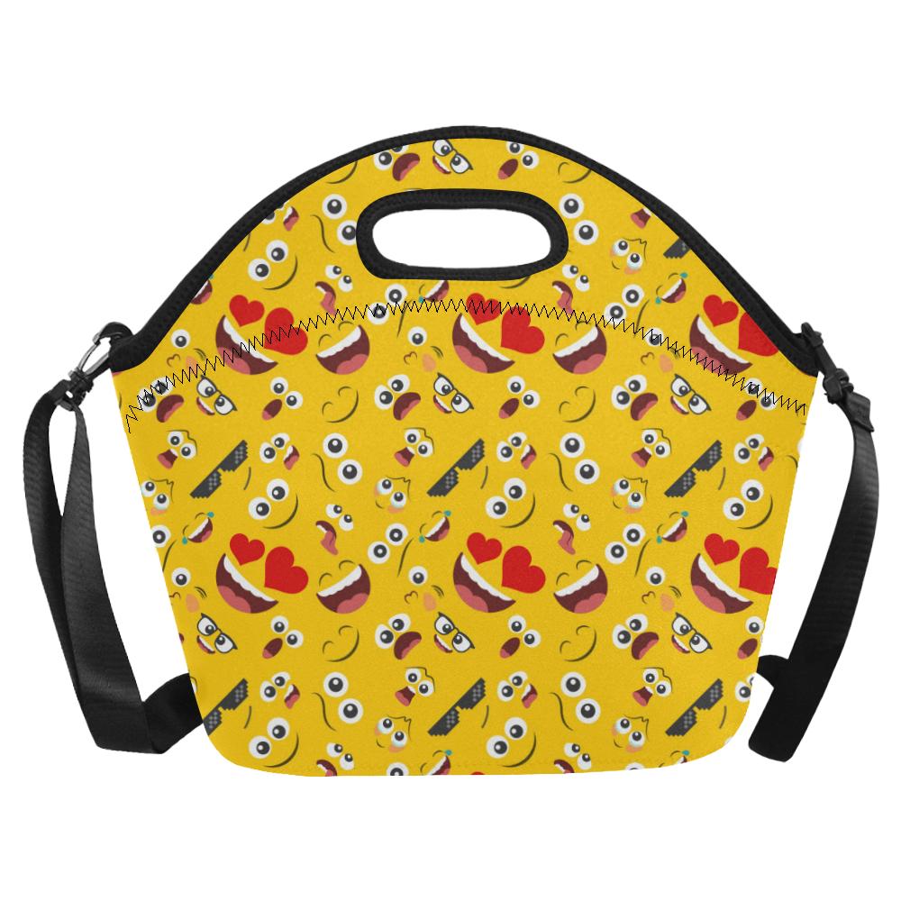 Emoji Face Print Pattern Neoprene Lunch Bag (Model 1669)(Large)-JTAMIGO.COM