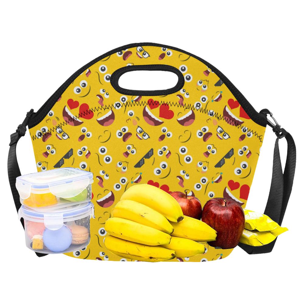 Emoji Face Print Pattern Neoprene Lunch Bag (Model 1669)(Large)-JTAMIGO.COM