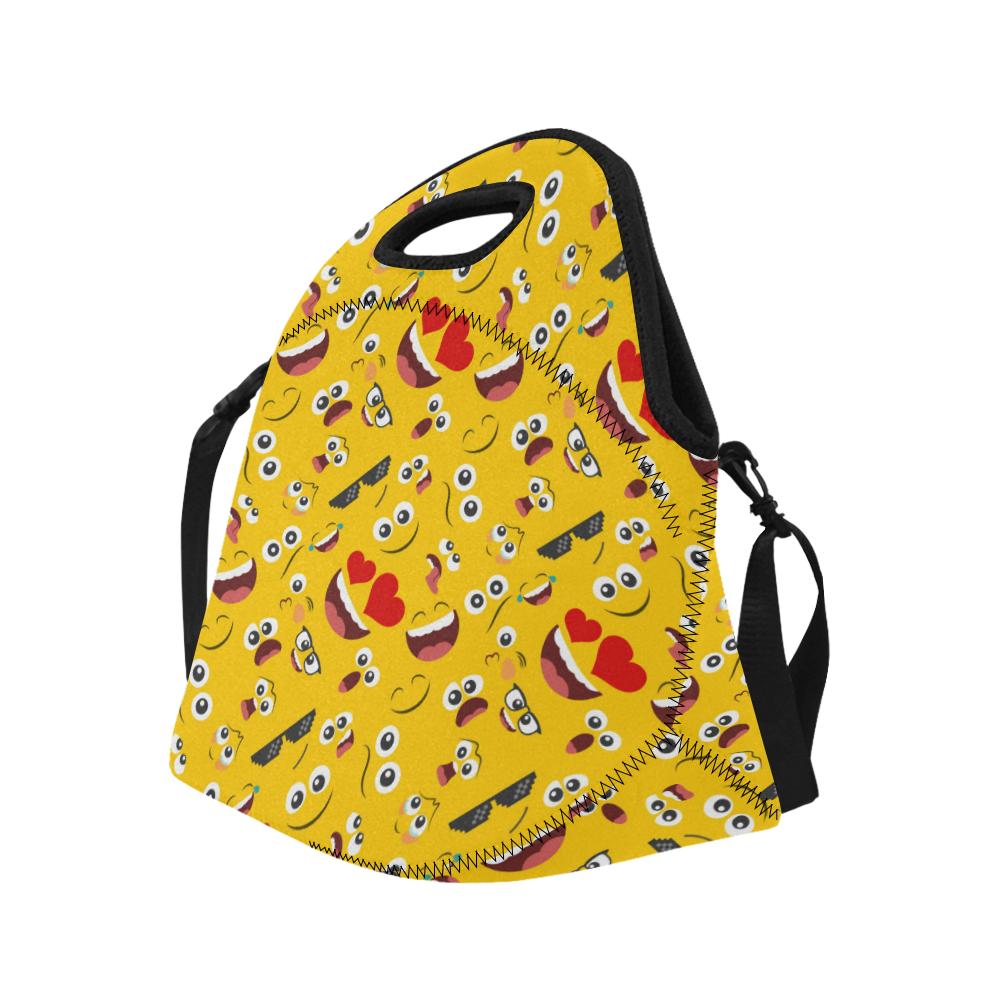 Emoji Face Print Pattern Neoprene Lunch Bag (Model 1669)(Large)-JTAMIGO.COM