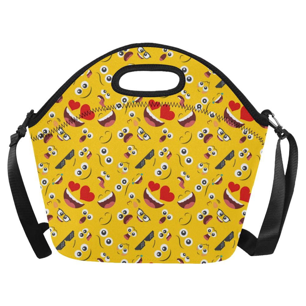 Emoji Face Print Pattern Neoprene Lunch Bag (Model 1669)(Large)-JTAMIGO.COM
