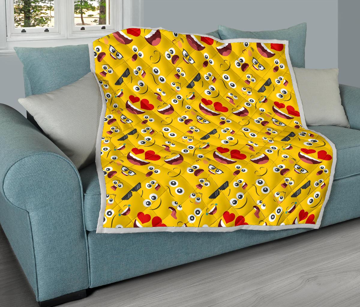 Emoji Face Print Pattern Premium Quilt-JTAMIGO.COM