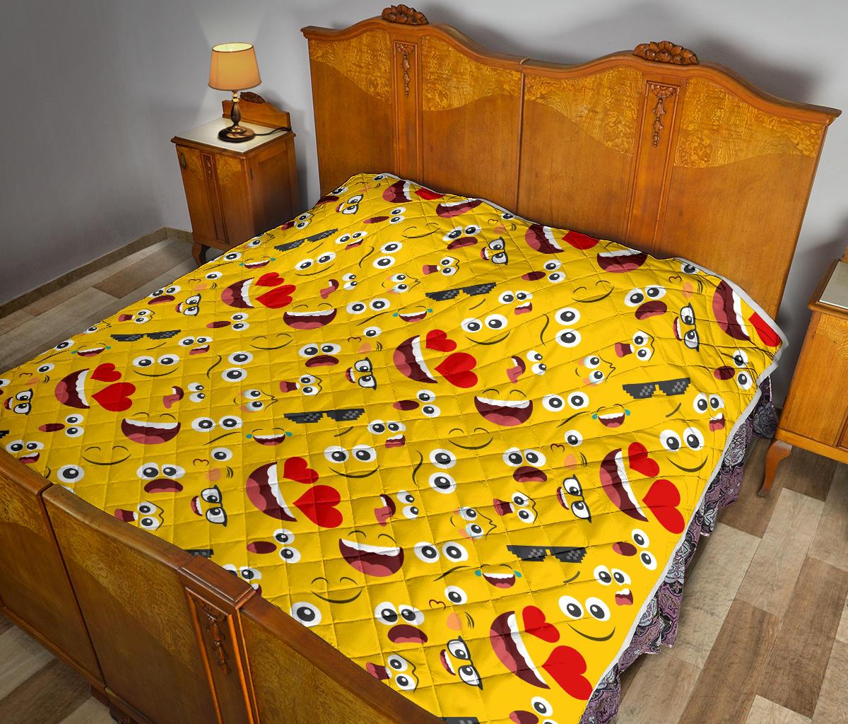 Emoji Face Print Pattern Premium Quilt-JTAMIGO.COM