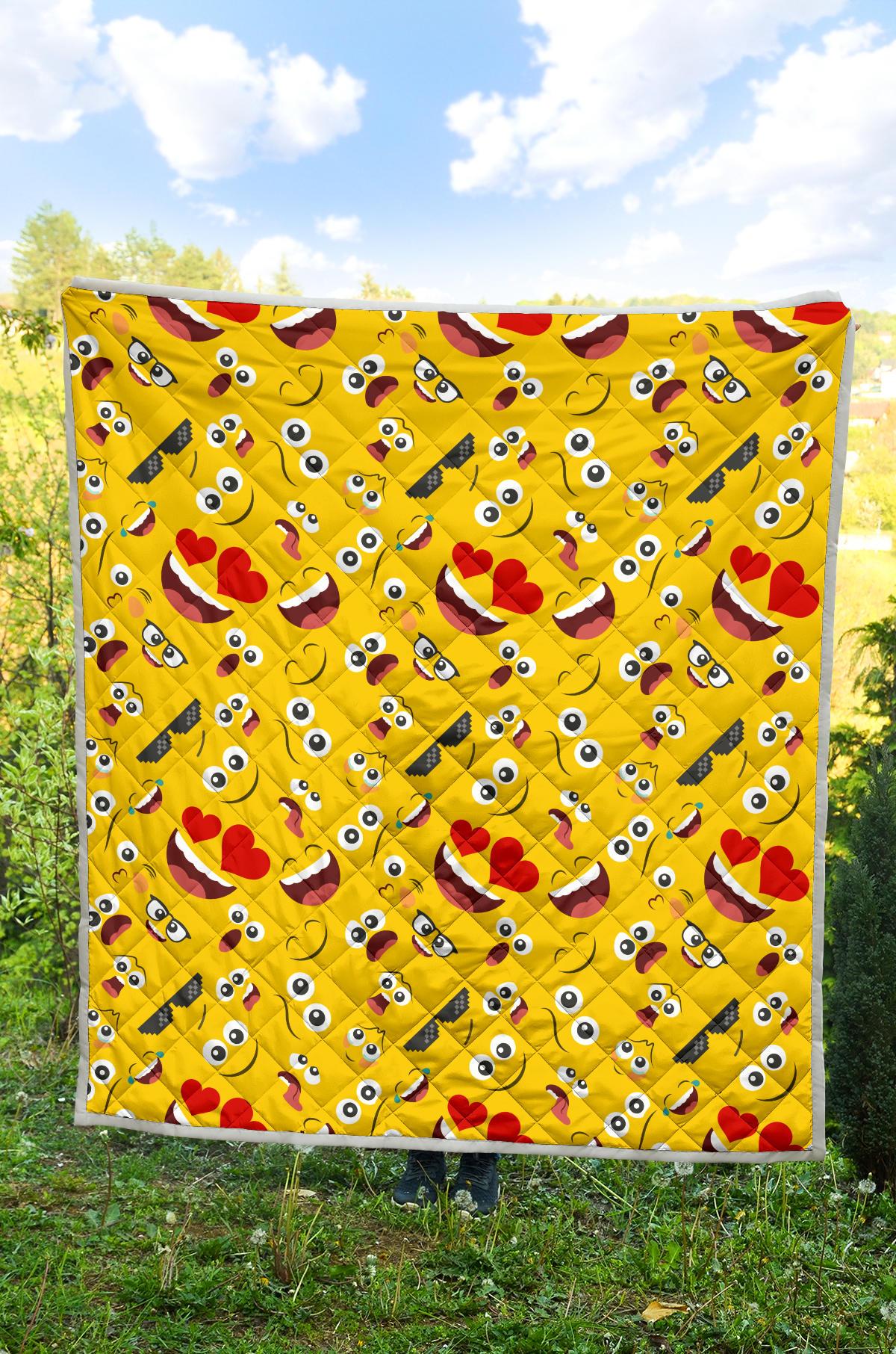 Emoji Face Print Pattern Premium Quilt-JTAMIGO.COM