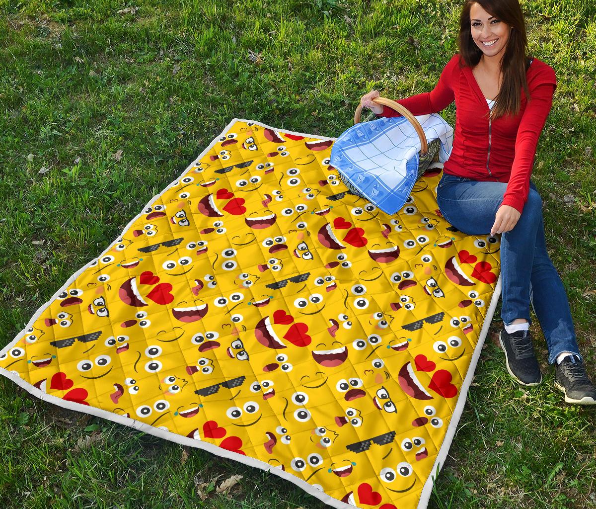 Emoji Face Print Pattern Premium Quilt-JTAMIGO.COM