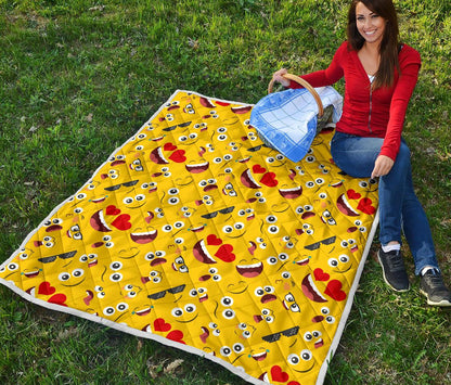 Emoji Face Print Pattern Premium Quilt-JTAMIGO.COM
