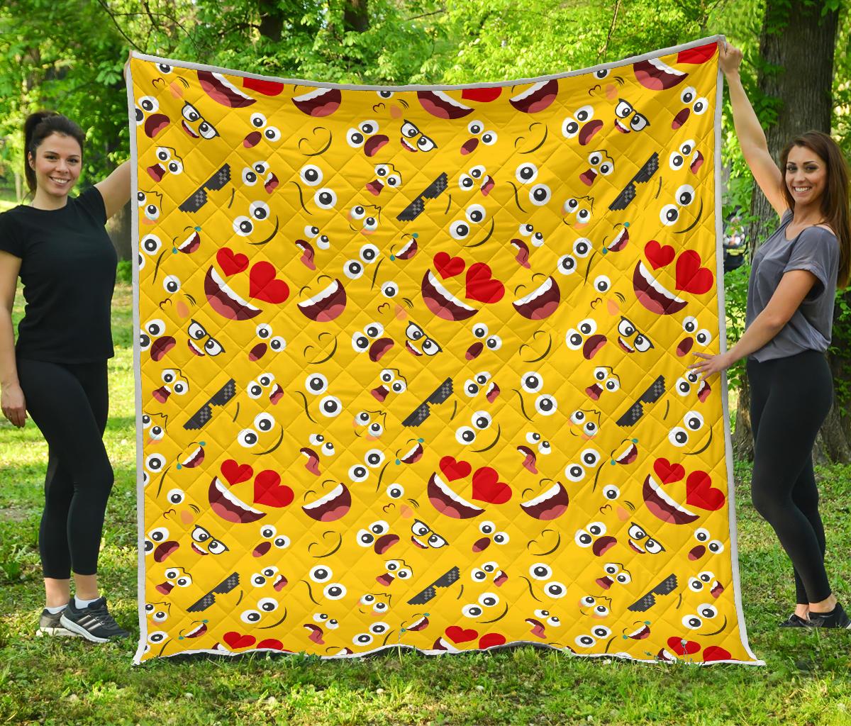 Emoji Face Print Pattern Premium Quilt-JTAMIGO.COM